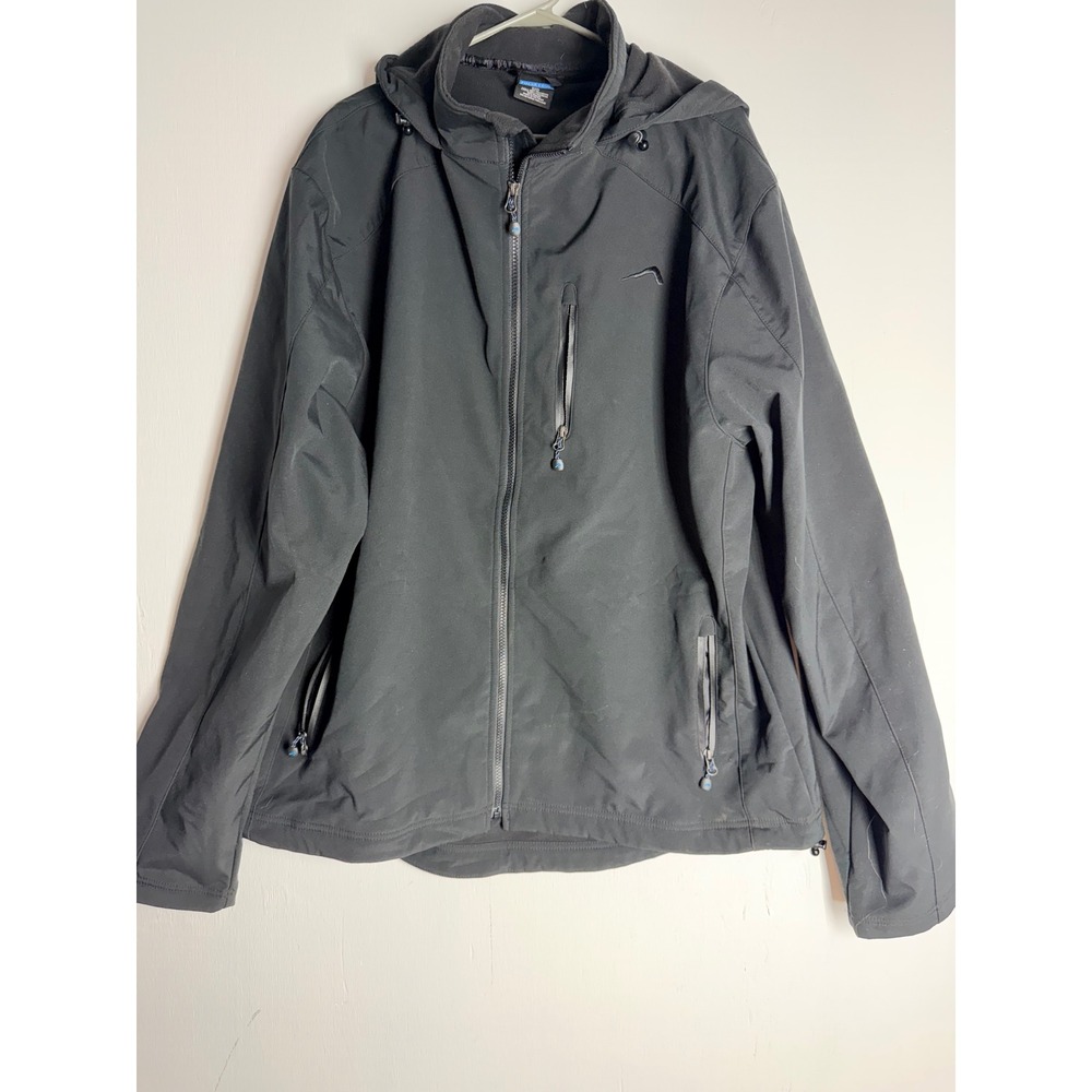 Polar Edge Mens XXL Black Softshell Jacket Fleece Lined Hooded Outdoor Coat